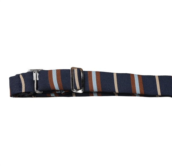 Closure adjustable blue self bow tie with stripes