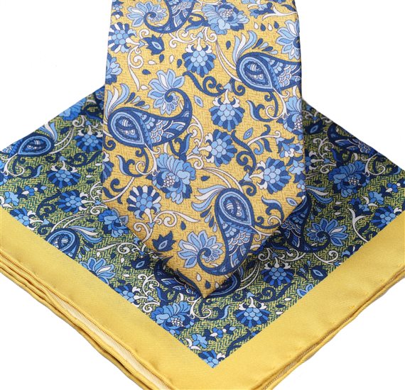 Turín 34 Silk Tie and Pocket Square Set