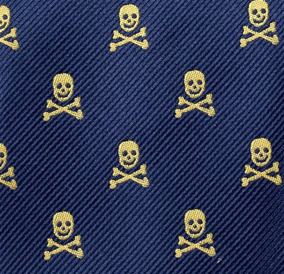 Corbata Comunión Azul con Calaveras Tejido