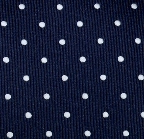 Detalle tejido corbata cadete azul marino lunares Ferrari 14