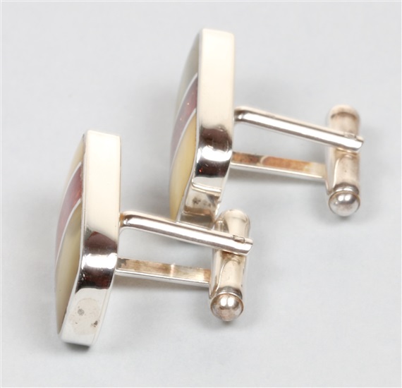Amber and Silver Cufflinks Side