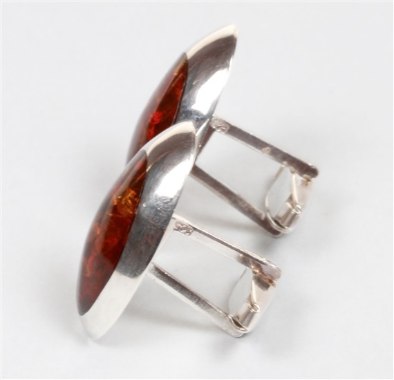 Amber Silver Cufflinks Side
