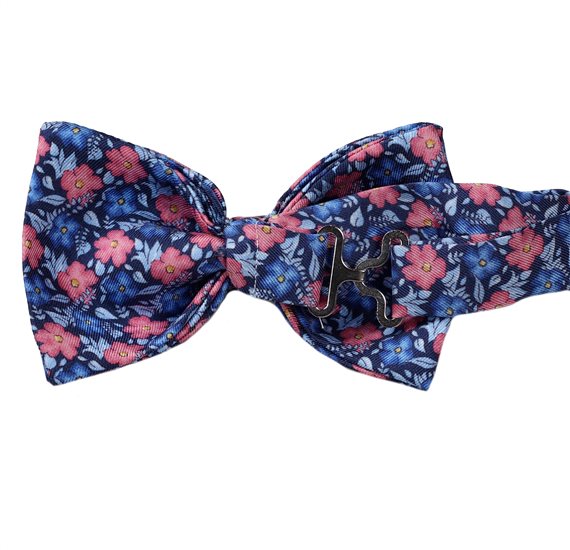 Bow Tie Blue and Coral Flowers Reverse