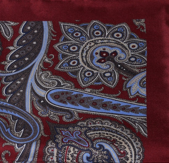 Pañuelo Seda Burdeos Paisley