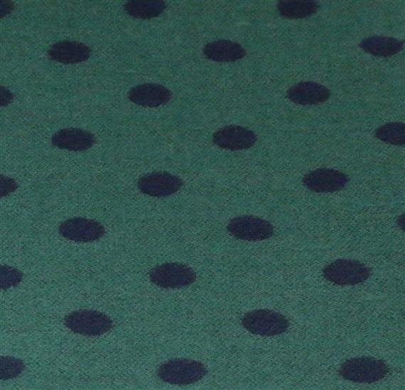 Reversible green scarf with blue dots