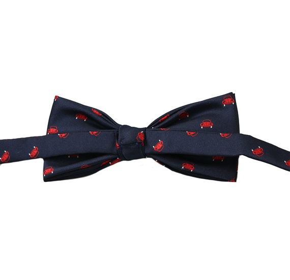 Reverse dark blue bow tie with cars