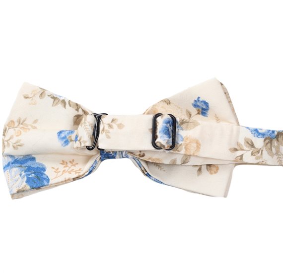 Revés pajarita beige con flores azules
