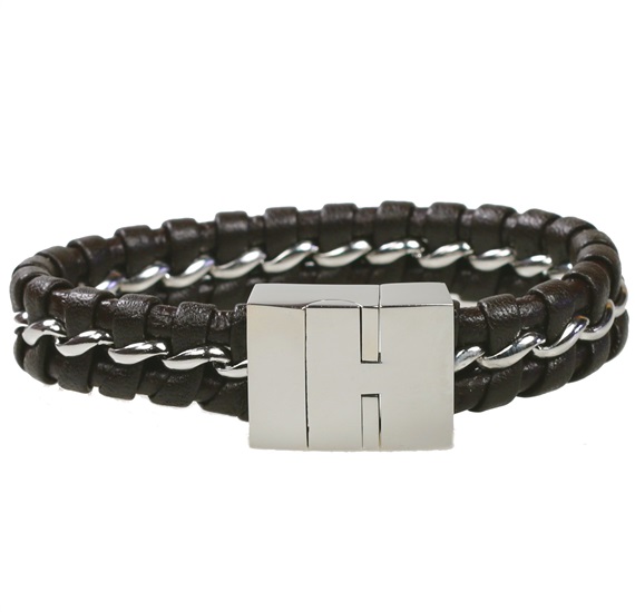 Revés pulsera trenzada marrón oscura