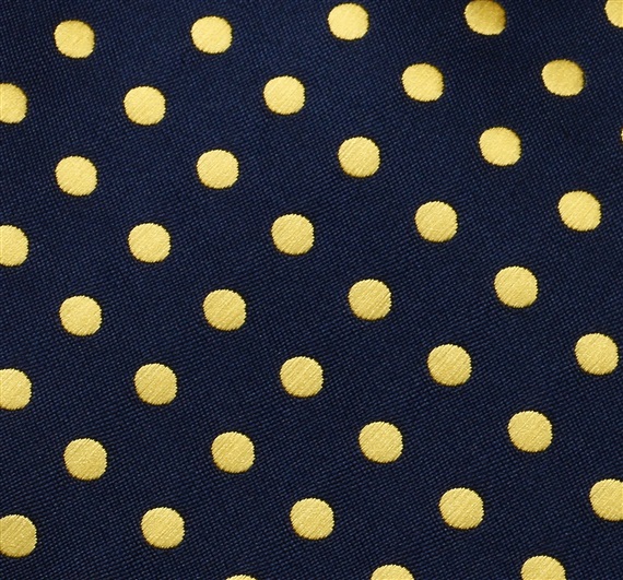 TELA CORBATA AZUL MARINO CON LUNARES AMARILLOS