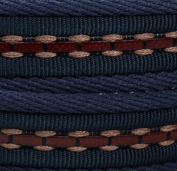 Tela de cinturón de piel trenzado azul marino