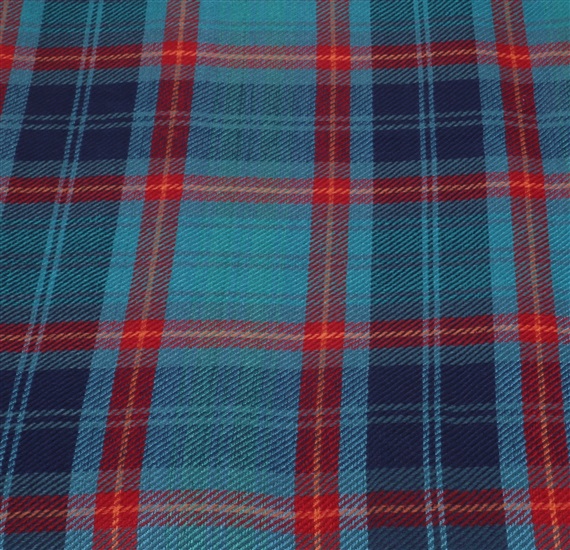 Tela fular cuadro escocés turquesa y rojo