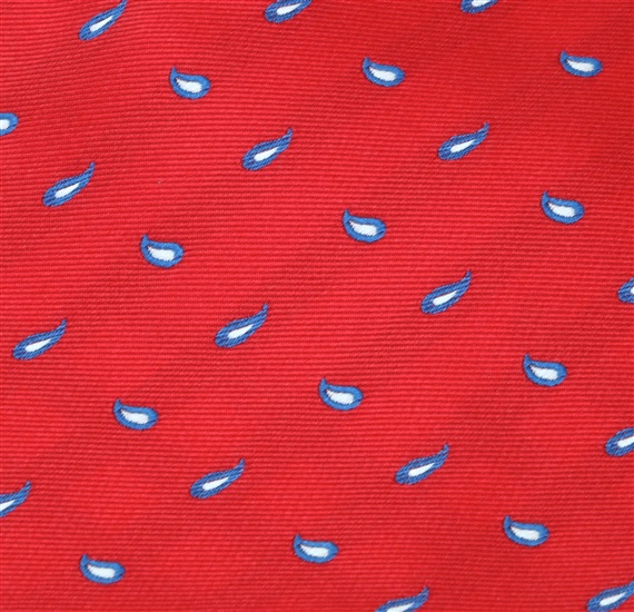 Tela pajarita y pañuelo rojo con cachemir azul