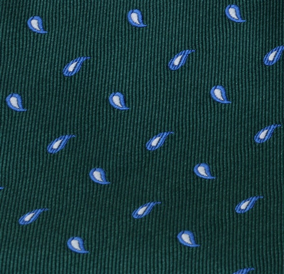 Tela pajarita y pañuelo verde con cachemir azul
