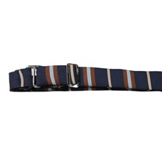 Closure adjustable blue self bow tie with stripes