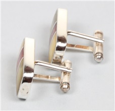 Amber and Silver Cufflinks Side