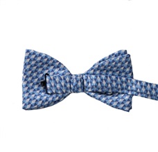Blue bow tie with geometrical design reverse