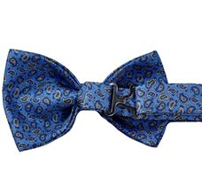 Pajarita seda azul Francia con Paisley azul Revés