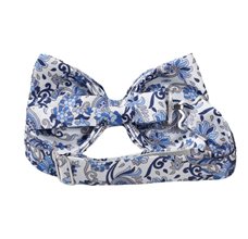 Pajarita Seda Blanca Paisley Azul Revés