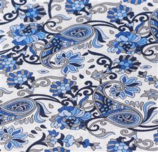 White Pocket Square Blue Paisley
