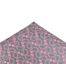 Pañuelo Bolsillo Gris y Rosa Paisley