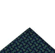 Blue pocket square with green designs riding