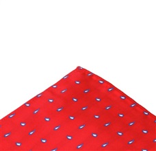 Pañuelo de bolsillo rojo con cachemir azul