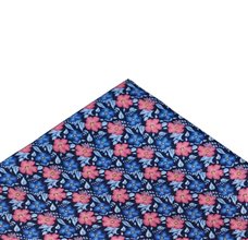 Pocket Square with Blue and Coral Flowers