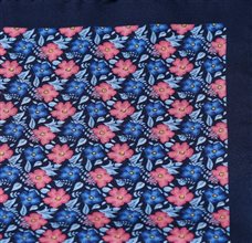 Pocket Square with Blue and Coral Flowers