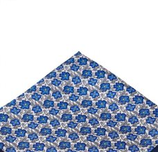 Pañuelo Seda Flores Azul y Gris