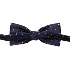 Reverse dark blue bow tie with dots