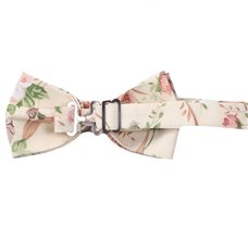 Reverse beige bow tie with flowers