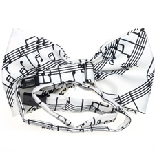 White bow tie reverse with musical notes Mozart