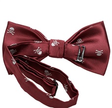 Reverse bordeaux bow tie with skulls