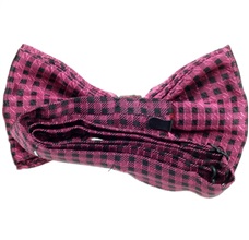 Black and magenta checked bow tie reverse