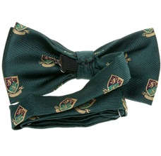 Dark green bow tie reverse with heraldic shield