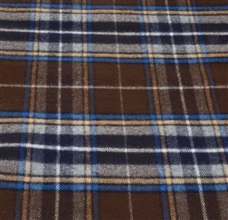 Brown and royal blue checked scarf woven