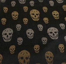 Tela fular ocre con calaveras negras