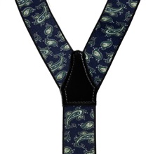 Navy Blue Paisley Elastic Braces