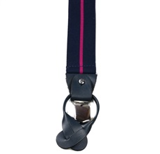 Navy Blue with Magenta Stripe Elastic Braces