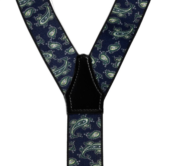 Navy Blue Paisley Elastic Braces