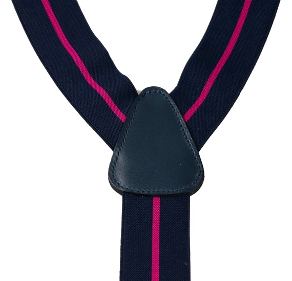 Navy Blue with Magenta Stripe Elastic Braces