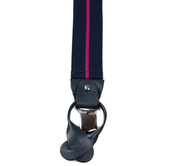 Navy Blue with Magenta Stripe Elastic Braces