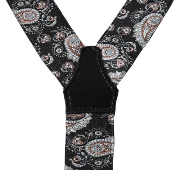 Black Paisley Elastic Braces