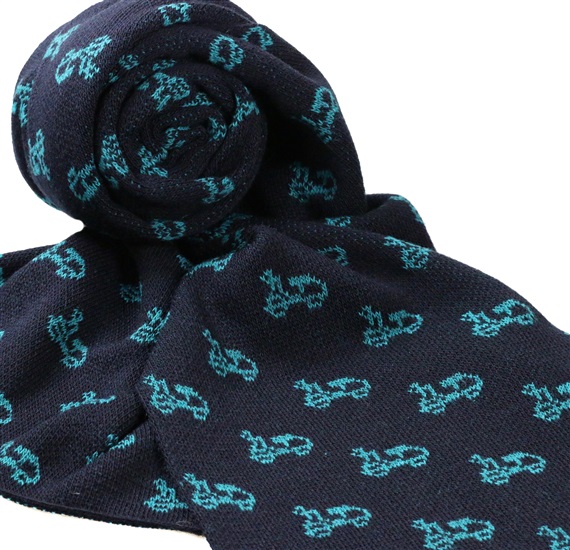 Bufanda Azul Marino con Vespas Turquesa