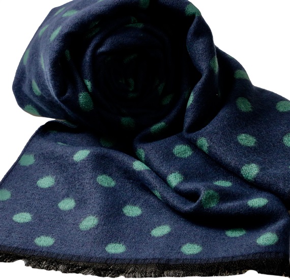 Bufanda Azul Marino Lunares Verdes