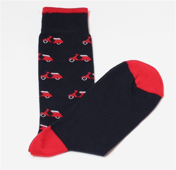 Blue Men's Socks with Red Scooters