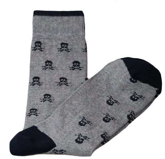 Calcetines Caballero Grises Calaveras Azules