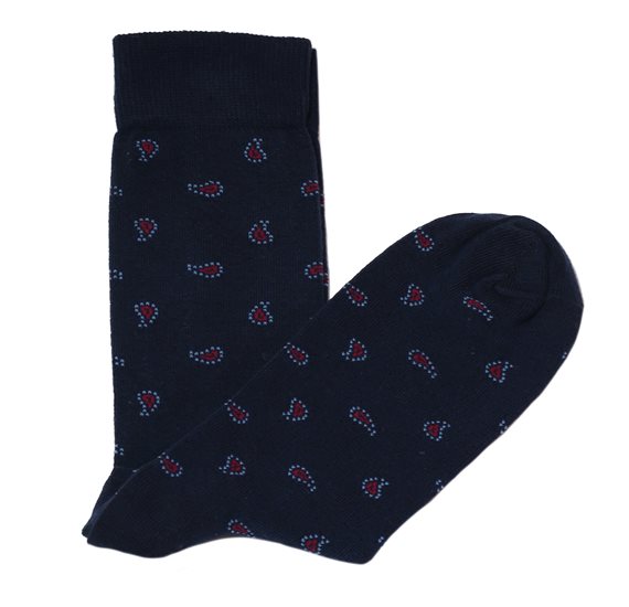 Calcetines Caballero Negro Paisley Rojo