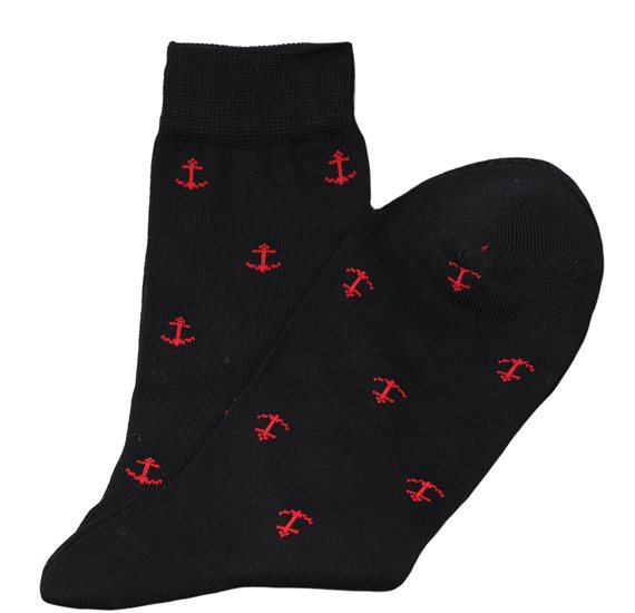 Calcetines Caballero Negros Anclas Rojas