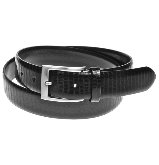 Cinturon de Piel de Reptil Negro